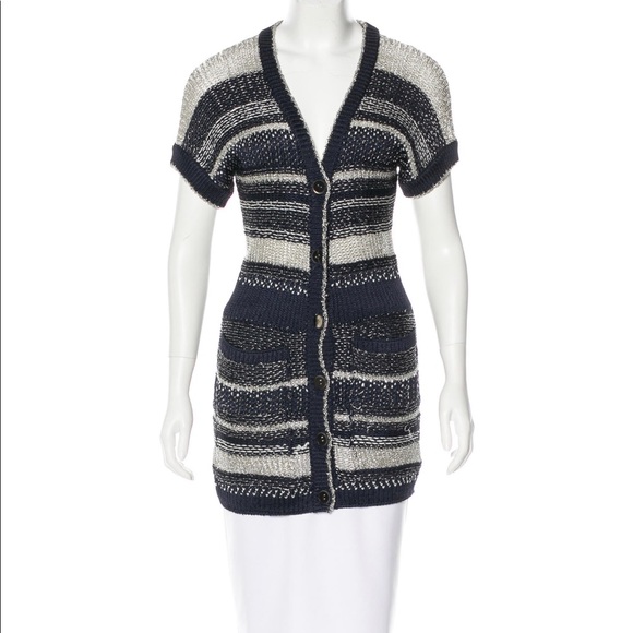 Oscar de la Renta Metallic Short Sleeve Cardigan - Picture 4 of 4